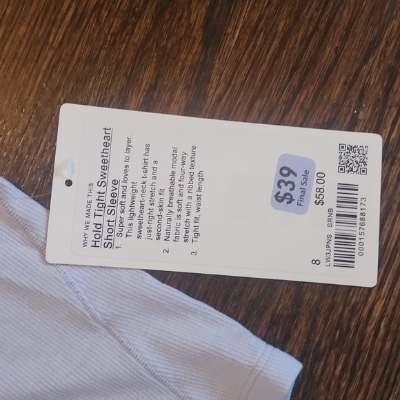 Lululemon Hold Tight Sweetheart Short-Sleeve Shirt Serene Blue NWT - Picture 4 of 6